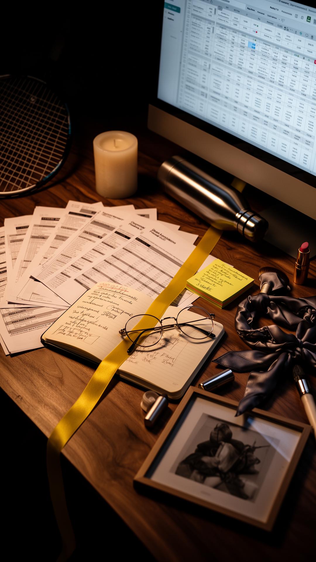 Cluttered retail stockroom with yellow ribbon trailing across mixed inventory